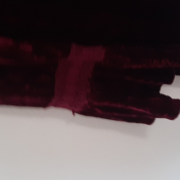 Vintage Addition Elle A/E Burgundy Peplum Long Sleeve Velour Laced Vee Neck Top - Picture 4 of 8